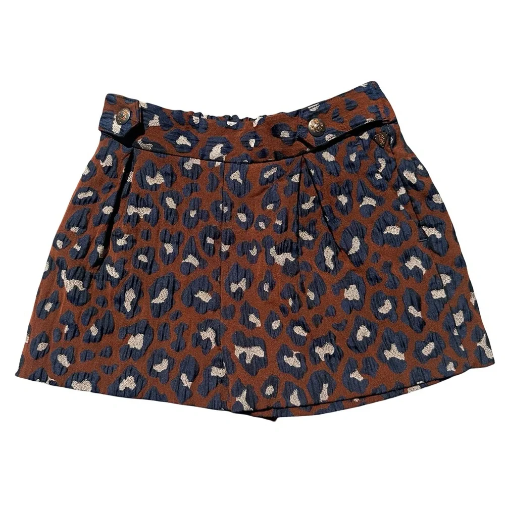 Scotch & Soda Girls Blue and Brown Leopard Skirt Size 4